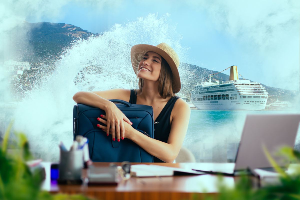 Woman Dreaming Of A Cruise And Beach Vacation